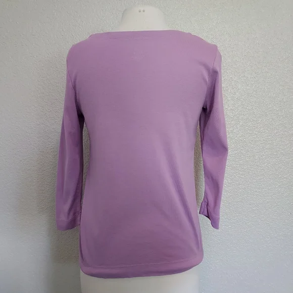⭐️5/$20 J. Jill Lavender 3/4 Sleeves Cotton Tee Size XS - Picture 6 of 8